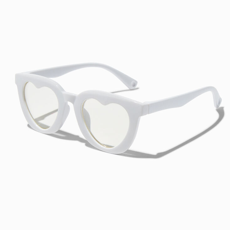 Claire&#39;s Club White Heart Clear Lens Frames,