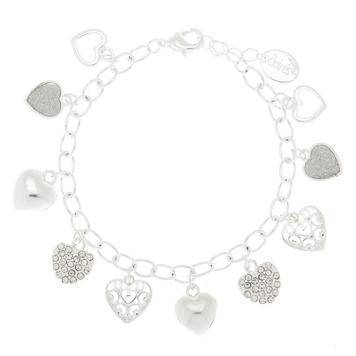 Silver Heart Charm Bracelet | Claire's US