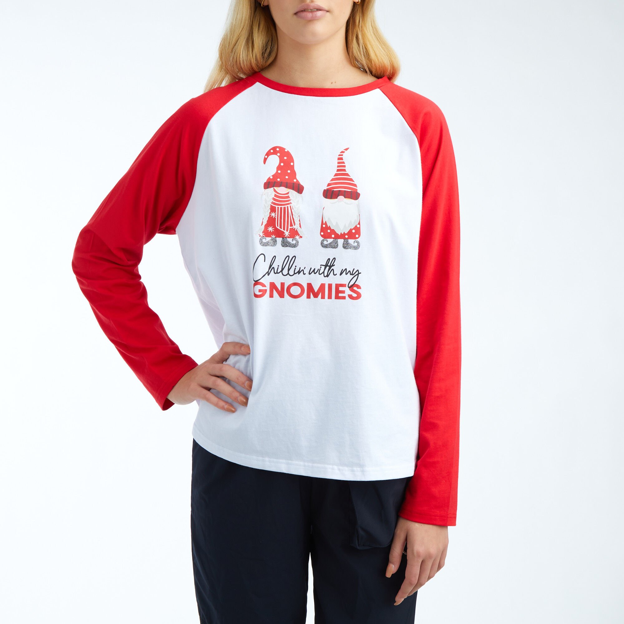 Christmas Gnomies Raglan Long Sleeve,