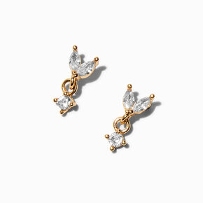 Gold-tone Cubic Zirconia Marquis Stud Earrings ,