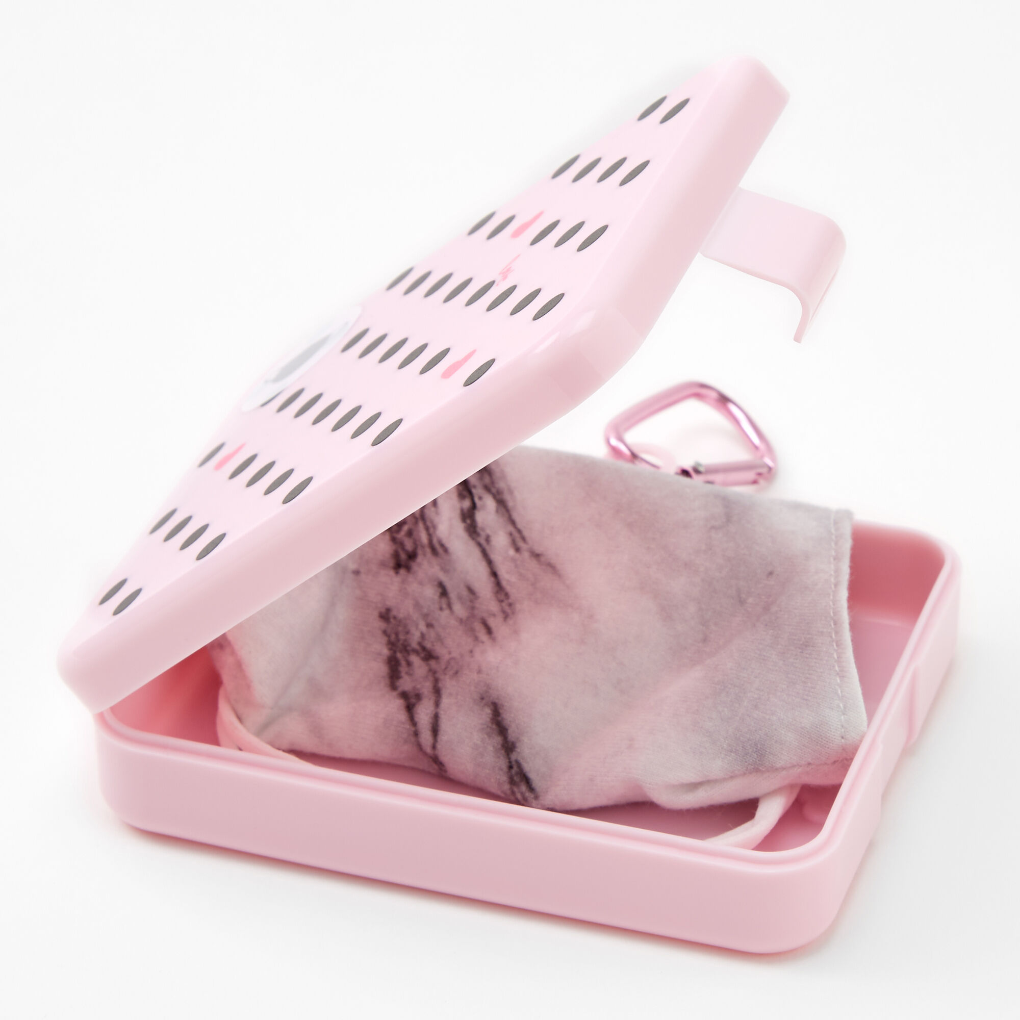 Polka Dot Heart Face Mask Case - Light Pink,