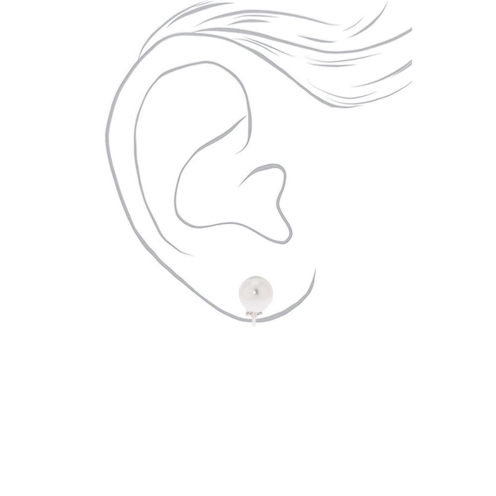 Silver-tone 10MM Pearl Clip-On Stud Earrings,