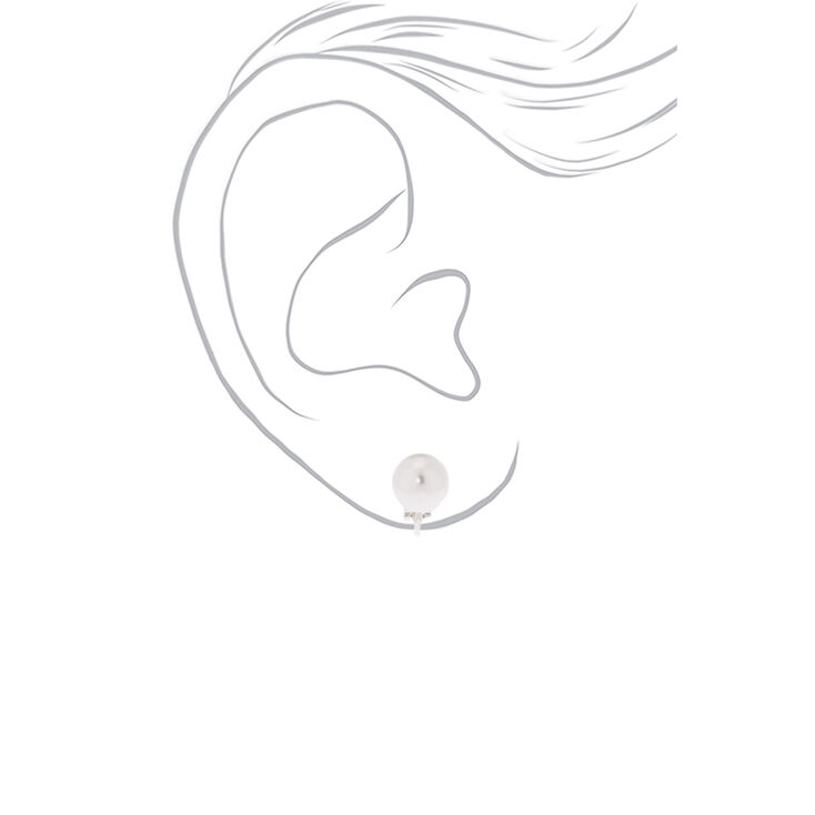 Silver-tone 10MM Pearl Clip On Stud Earrings,