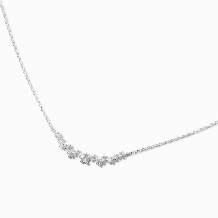 Silver-tone Cubic Zirconia Arch Pendant Necklace,