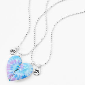 Best Friends Glitter Tie-Dye Split Heart Necklaces - 2 Pack,