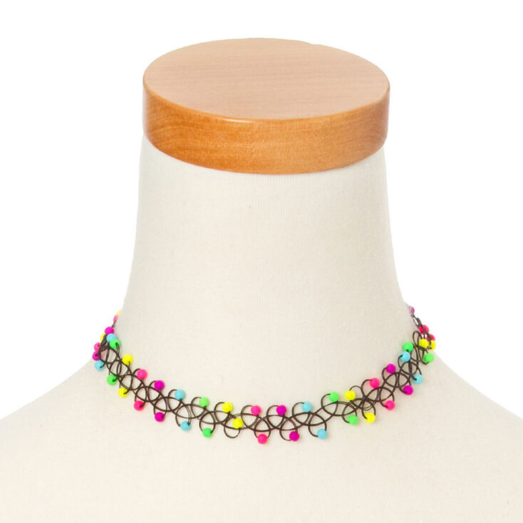 Neon Beads Tattoo Choker Necklace,