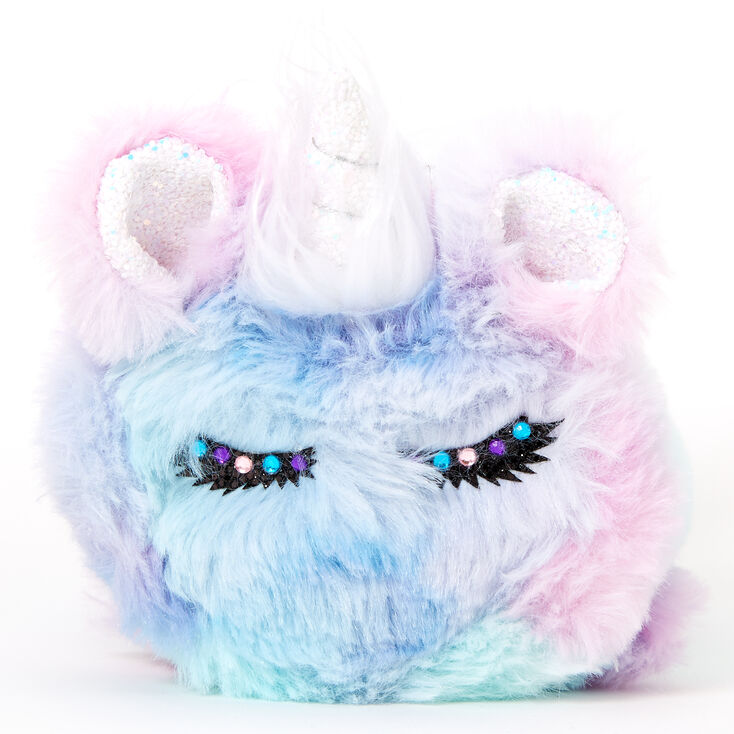 Trousse &agrave; crayons licorne en peluche tie dye pastel,