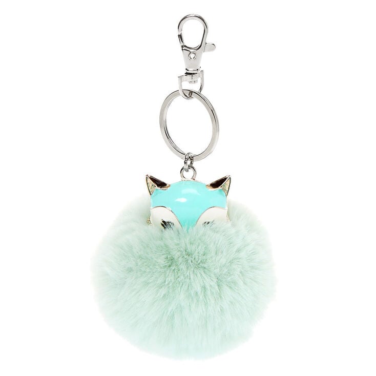 Claire's Porte-clés pompon Trixie la renarde - Vert menthe