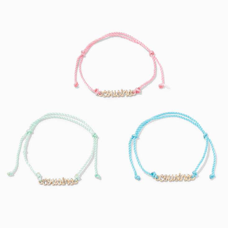 Best Friends Cousins Pastel Adjustable Cord Bracelets - 3 Pack,