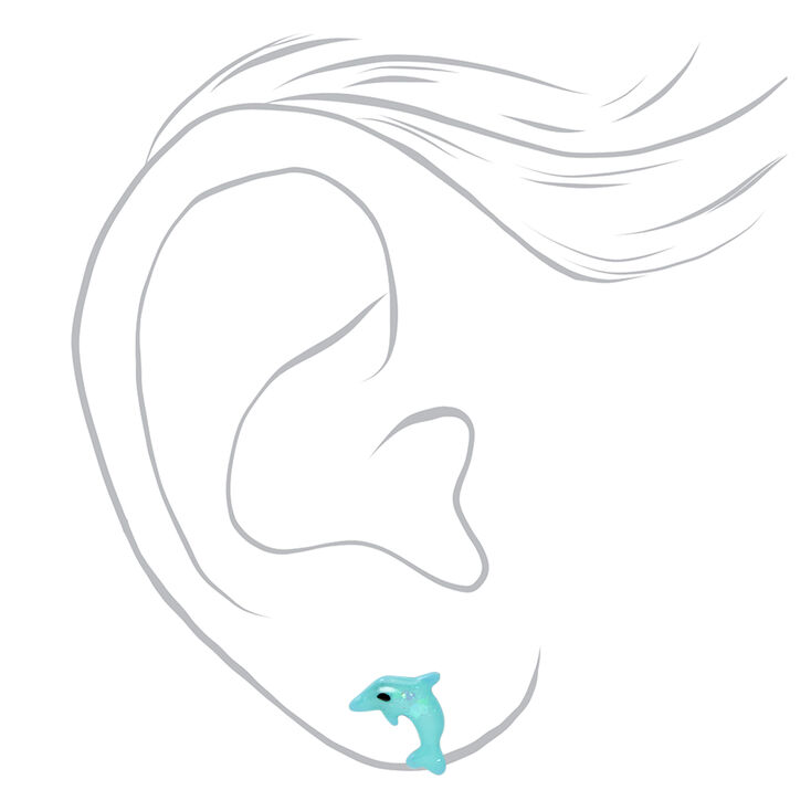 Seashell, Dolphin, &amp; Mermaid Stud Earrings &#40;3 Pack&#41;,