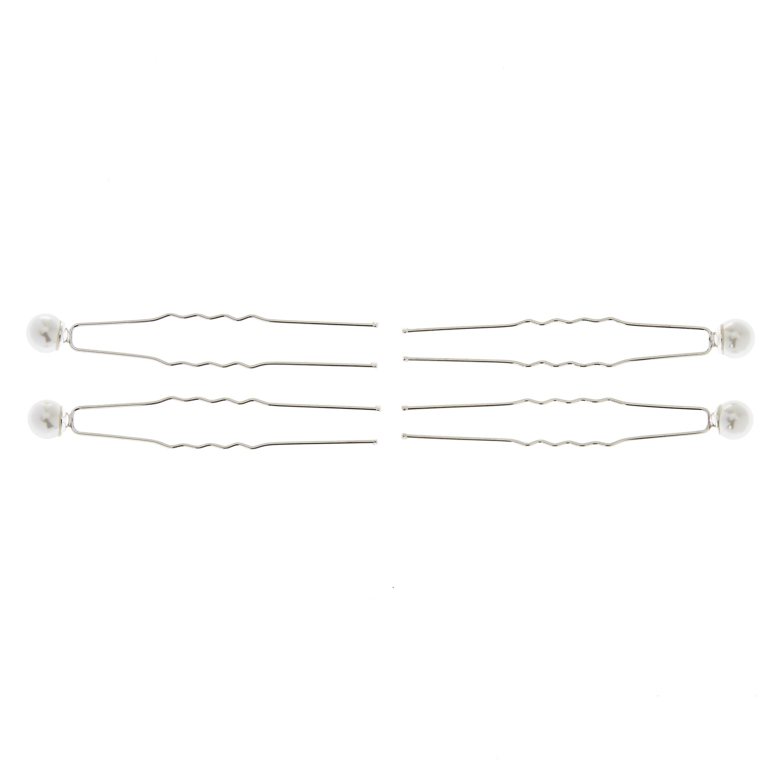 Pearl Hair Pins - White, 6 Pack,