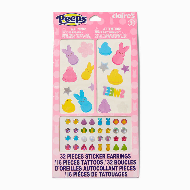 Peeps&reg; Easter Stick On Earrings &amp; Tattoos Set,