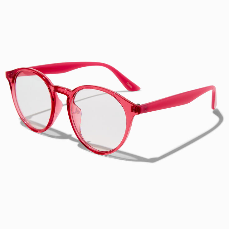 Lunettes &agrave; verres transparents r&eacute;tro rose vif avec r&eacute;duction de la lumi&egrave;re bleue,