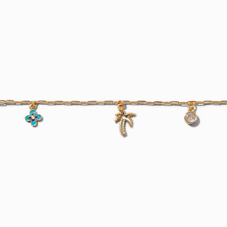 JAM + RICO x Claire&#39;s 18k Yellow Gold Plated Tropical Charm Bracelet,