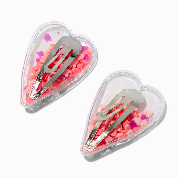 Claire's Club Shaker Heart Snap Hair Clips