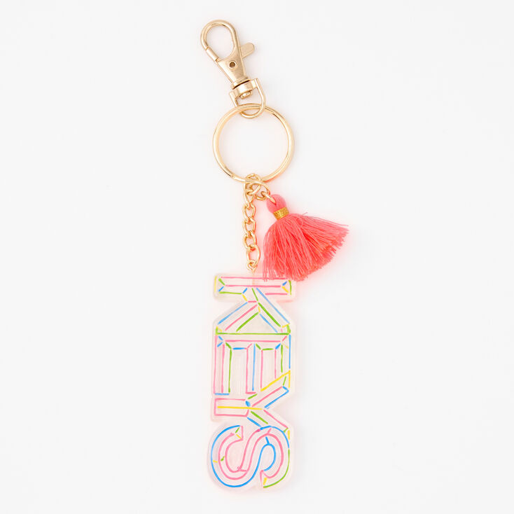 Claire's Porte-clés pompon « KEYS » fluo - Rose