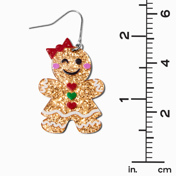 Gingerbread Cookie Glittery Drop Earrings,