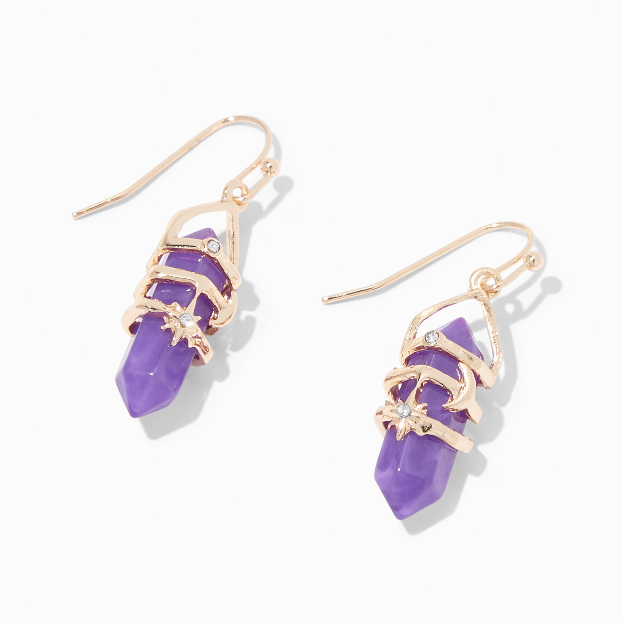 View Claires 1 Mystical Gem Drop Earrings Purple information