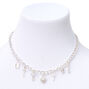Silver Embellished Lock &amp; Key Charms 14&quot; Necklace,