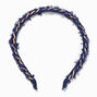 Denim Blue Furry Braided Metal Headband,