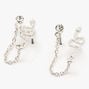 Silver-tone Snake Connector Chain Stud Earrings,
