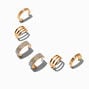 Gold-tone Glitter Hoop Earring Stackables Set - 3 Pack,