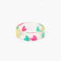 Clear Neon Heart Print Resin Ring,