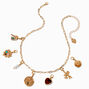 T H E M E x Claire&#39;s Gold-tone Paperclip Chain Gem Charm Necklace,