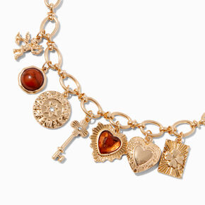 Gold-tone Vintage Charm Necklace,
