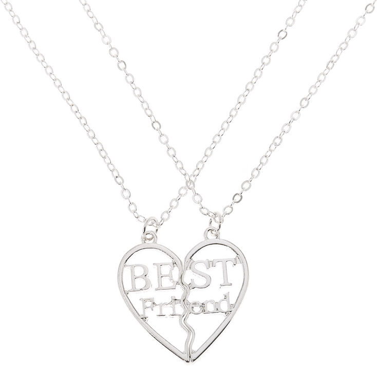 Best Friends Silver Heart Pendant Necklace - 2 Pack,