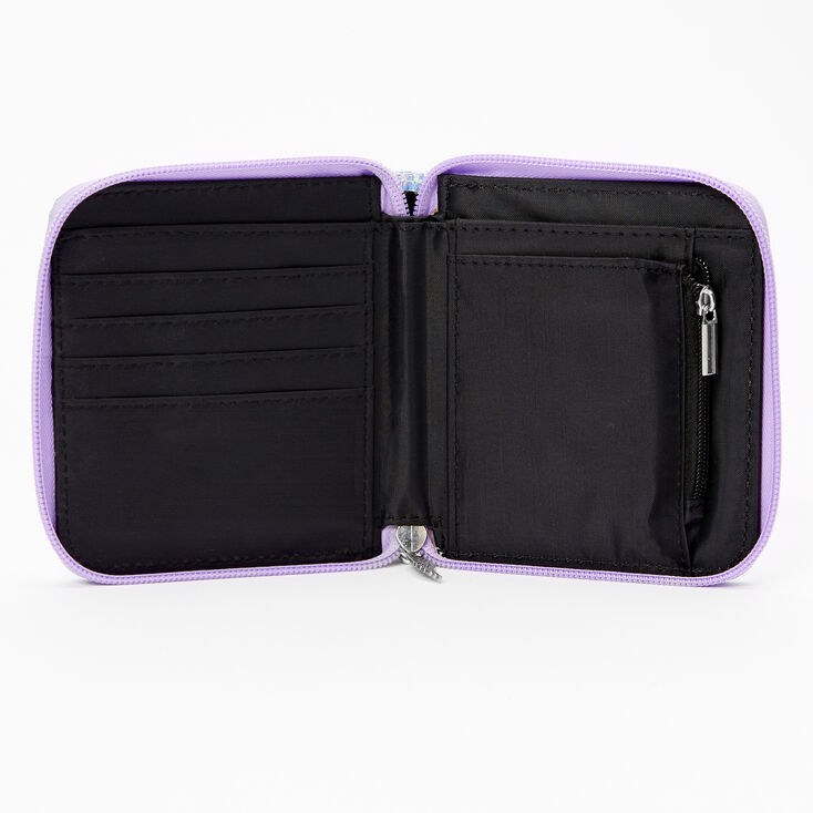 Mini porte-monnaie &agrave; zip holographique aile et c&oelig;ur - Violet,