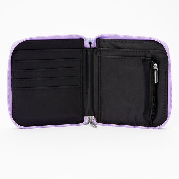 Heart Wing Holographic Mini Zip Wallet - Purple,