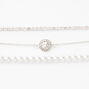 Silver-tone Pearl Chain Bracelets - 3 Pack,