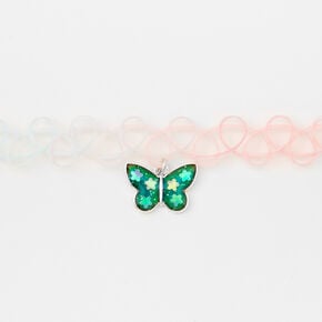 Mood Butterfly Tattoo Choker Necklace - Pink,