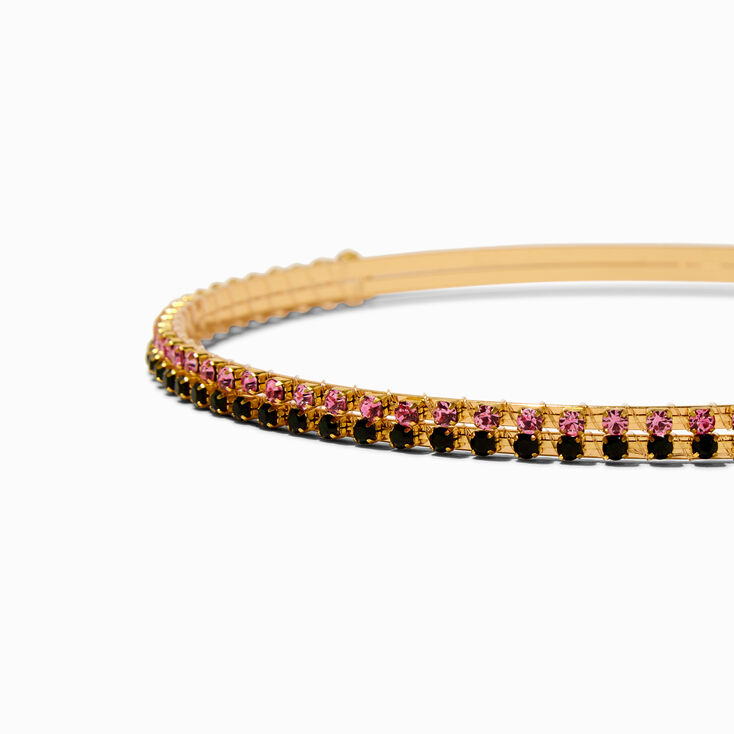Skinny Pink &amp; Green Rhinestone Headbands - 2 Pack,