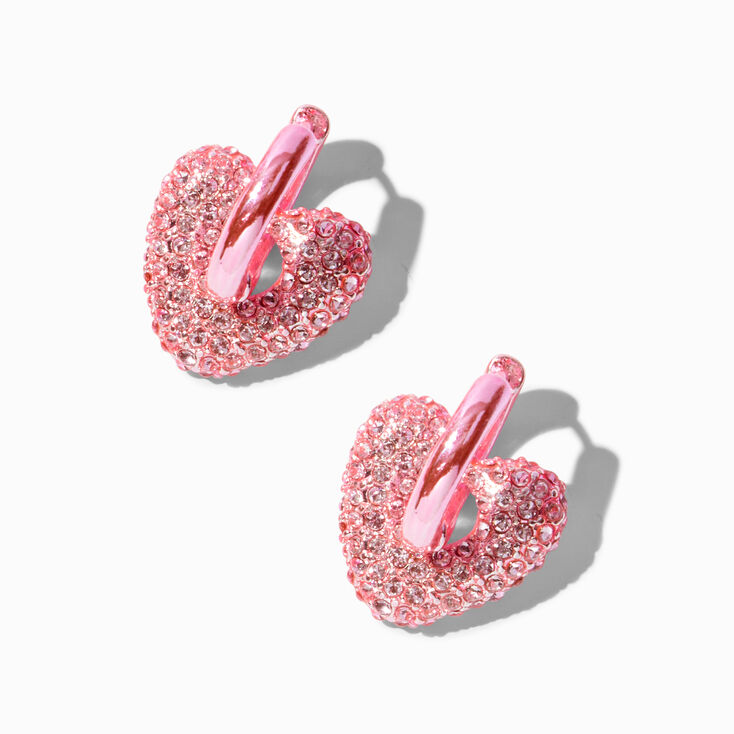 Cr&eacute;oles anodis&eacute;es rose c&oelig;ur strass,