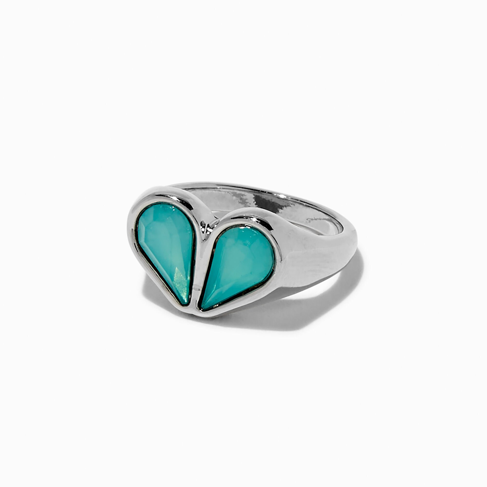  Green Stone Heart Statement Ring,