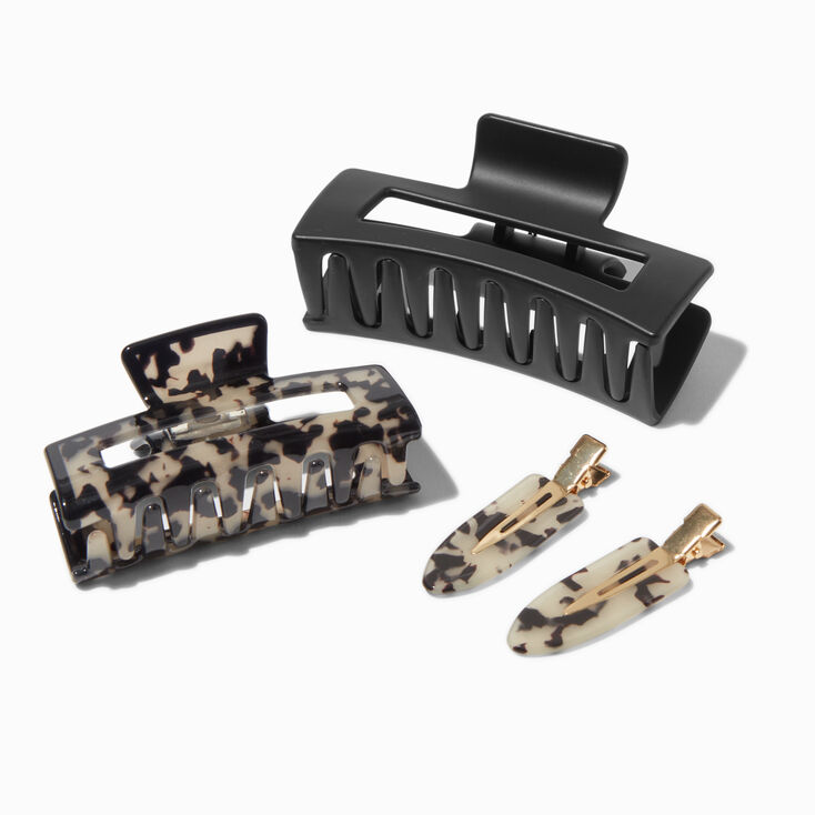 Black &amp; Tortoiseshell Hair Clip Set - 4 Pack,