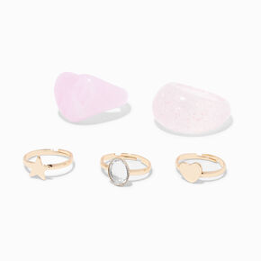 Claire&#39;s Club Pink Acrylic Gold Rings - 5 Pack,