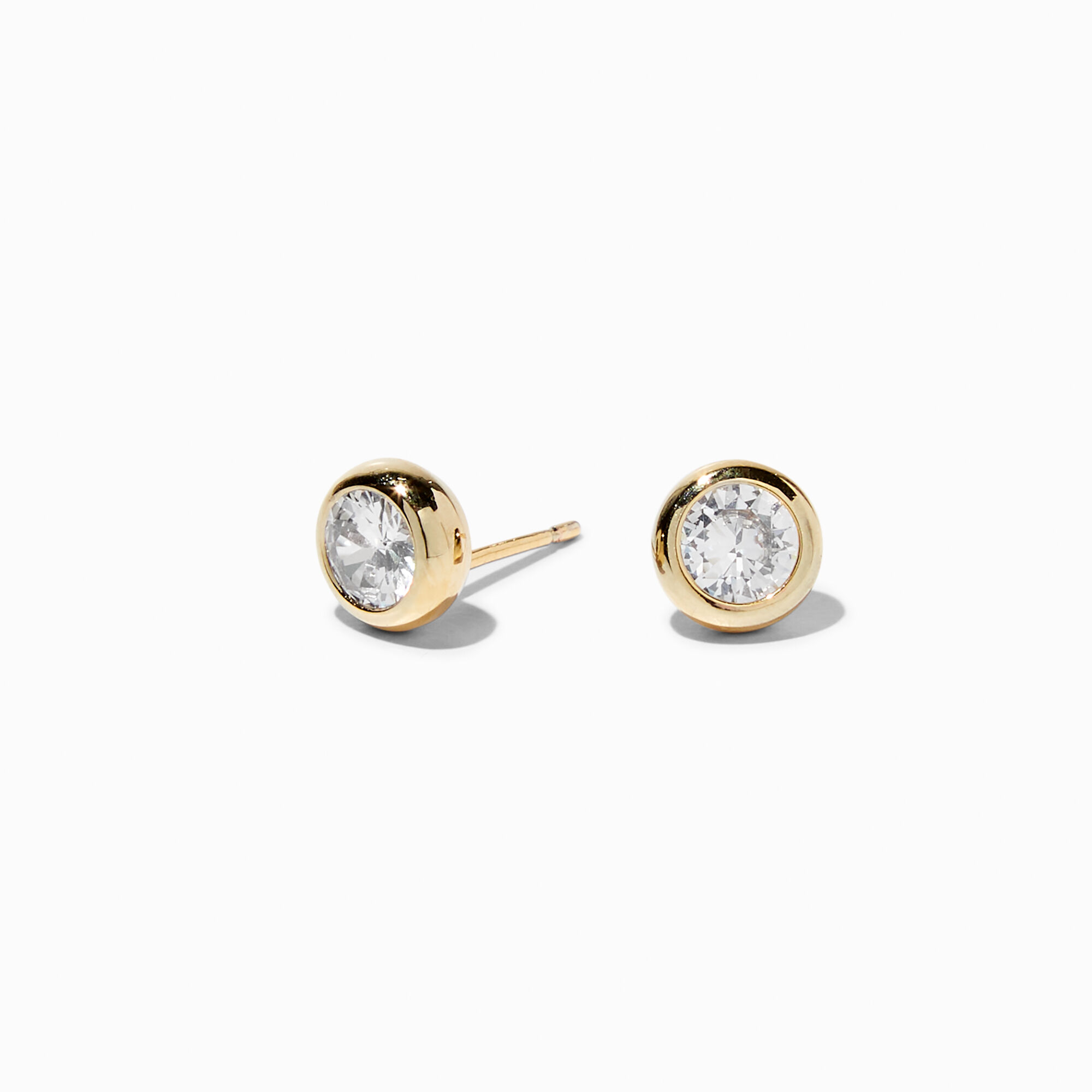 View Claires 18K Plated Cubic Zirconia 7MM Round Bezel Stud Earrings Gold information