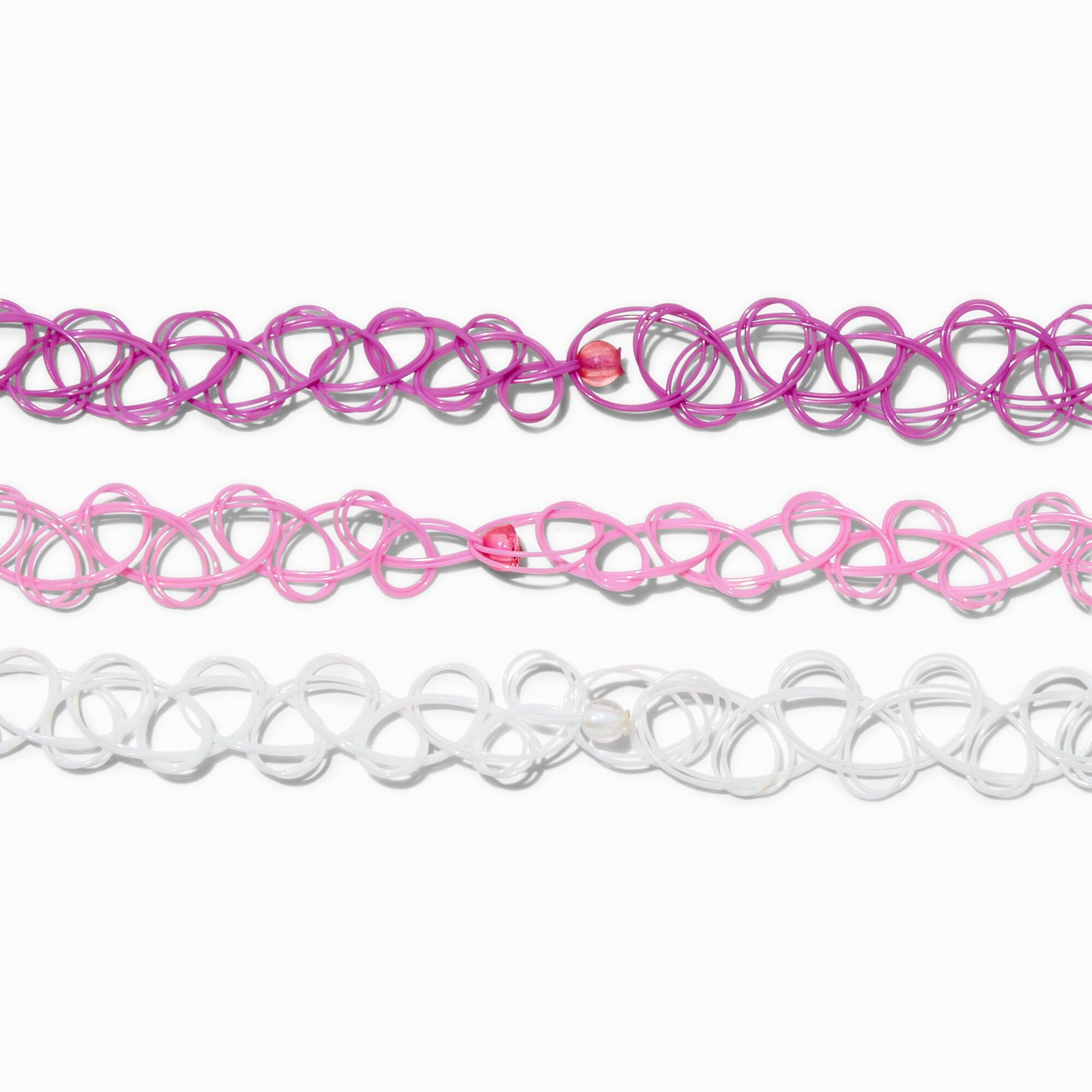 Best Friends Tropical Flower Tattoo Choker Necklaces - 3 Pack,
