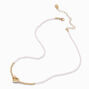 Gold-tone Puffy Heart Seed Bead Pendant Necklace,