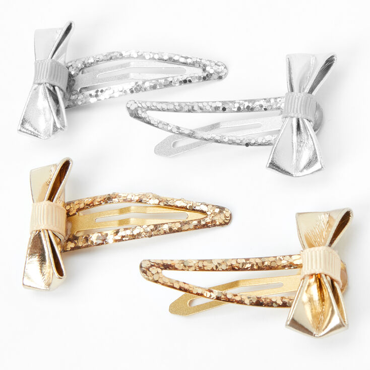 Grandes barrettes clic clac &agrave; n&oelig;ud m&eacute;tallis&eacute; Claire&#39;s&nbsp;Club - Lot de 2,