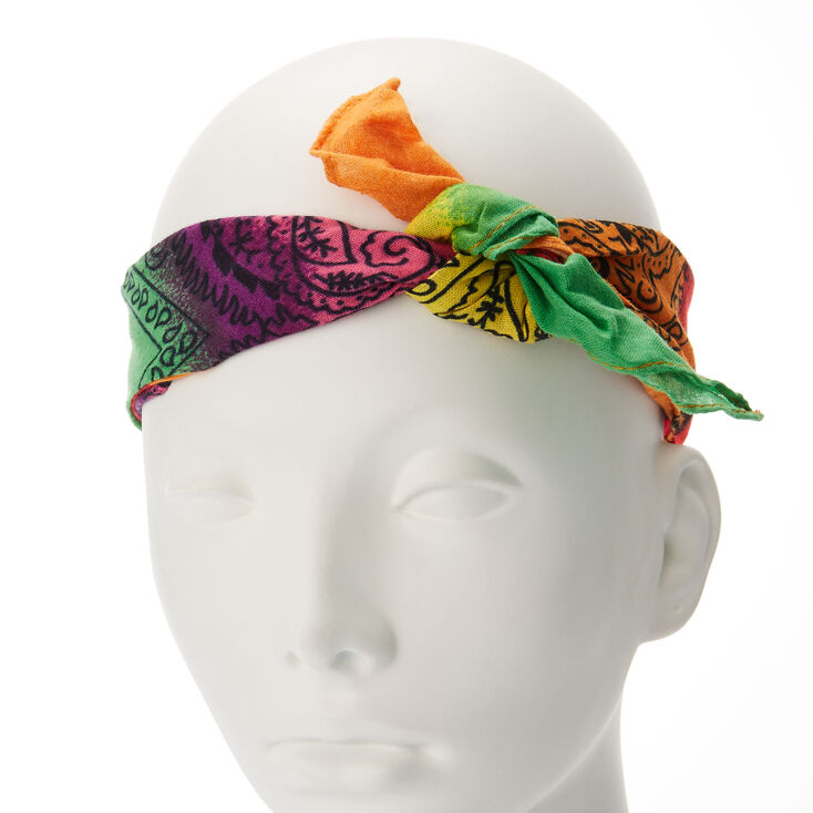 Crazy Rainbow Coloured Bandana Headwrap,