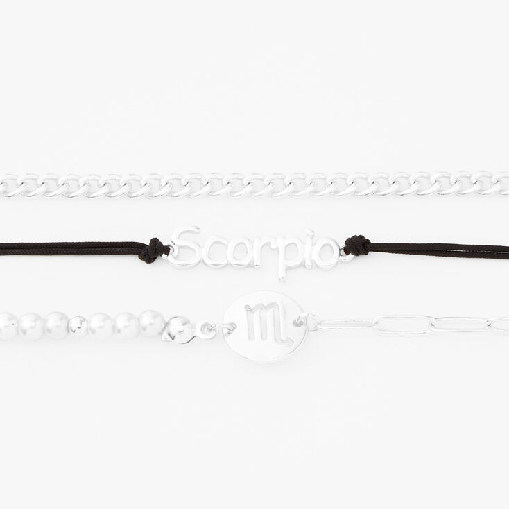 Silver Zodiac Bracelet Set - 3 Pack, Scorpio,