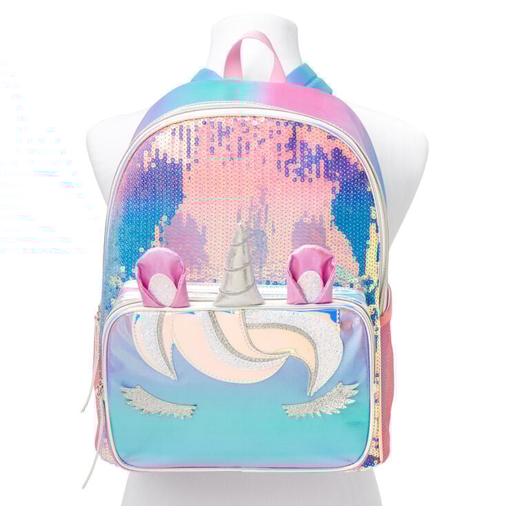 Sac &agrave; dos licorne en sequins iris&eacute;s - Arc-en-ciel,