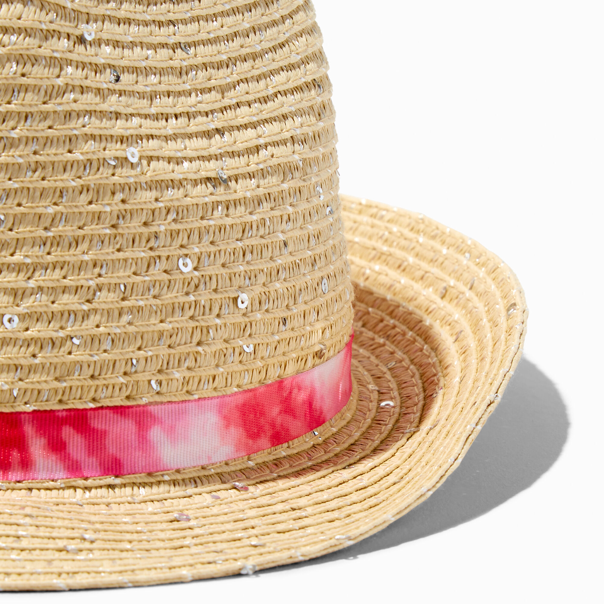 Claire's Club Pink Tie Dye Ribbon Fedora Hat,