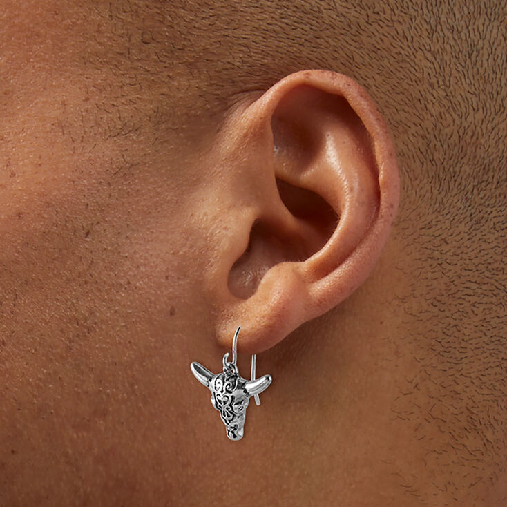 Silver-tone Longhorn Cowgirl Drop Earrings,