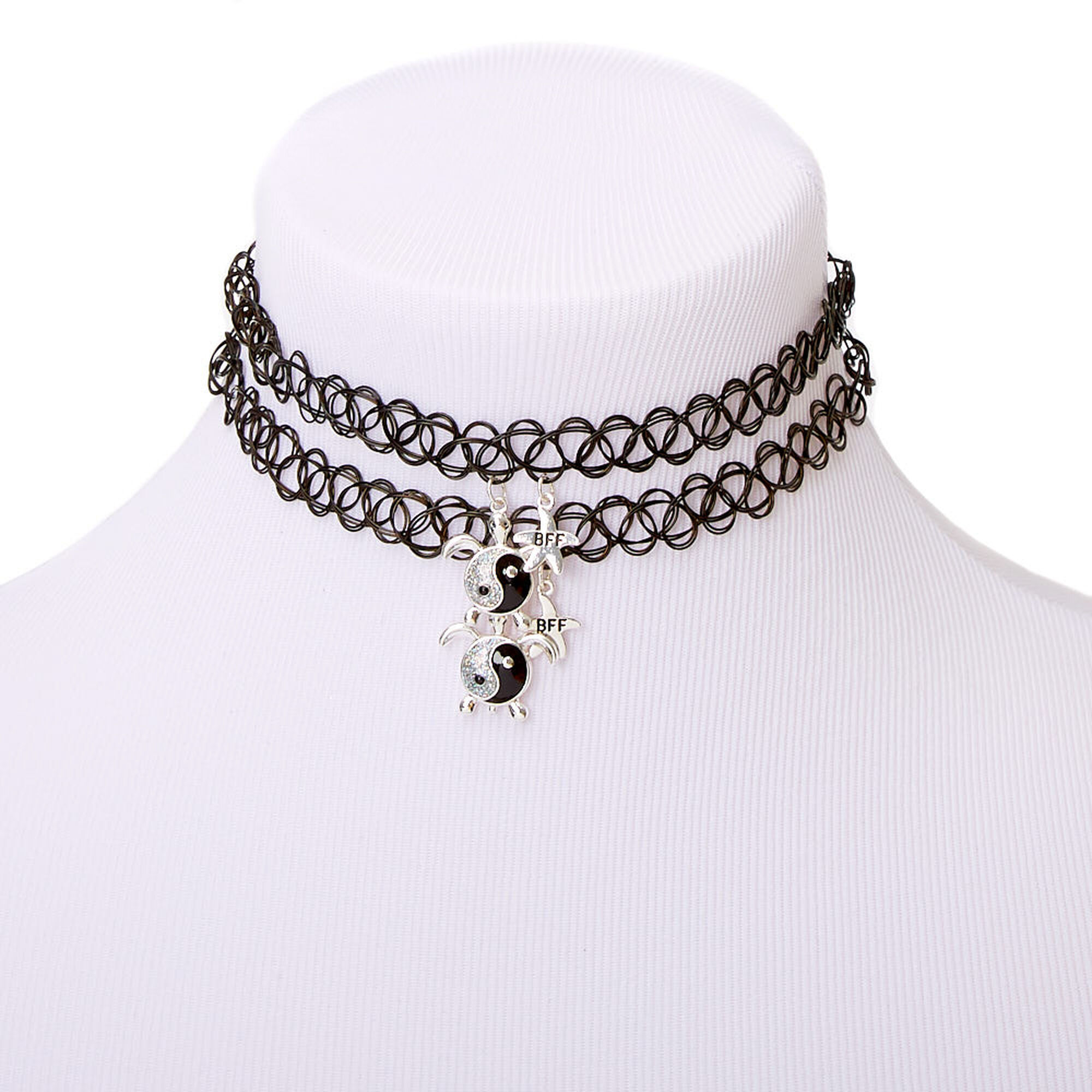 Best Friends Turtle Yin And Yang Tattoo Choker Necklaces 2 Pack