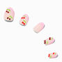 Pink French Tip Cherry Bling Stiletto Press On Faux Nail Set - 24 Pack,